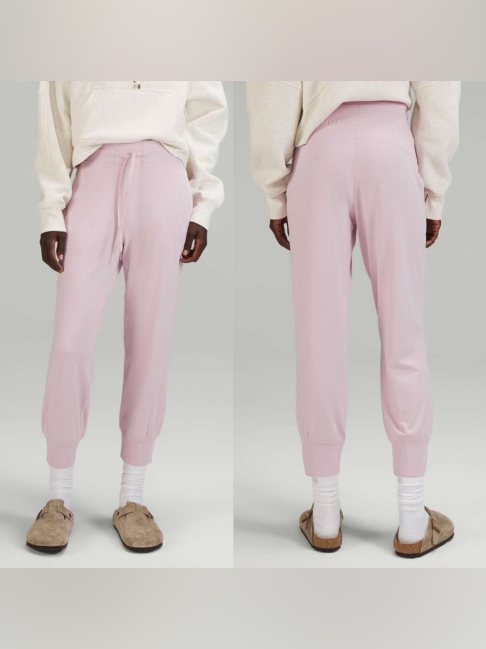 Women's Cozy High-Rise Jogger Pants in Light Pink Medium New